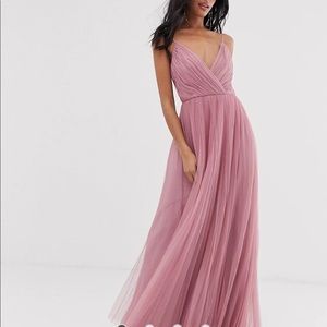 ASOS cami pleated tulle dress in rose